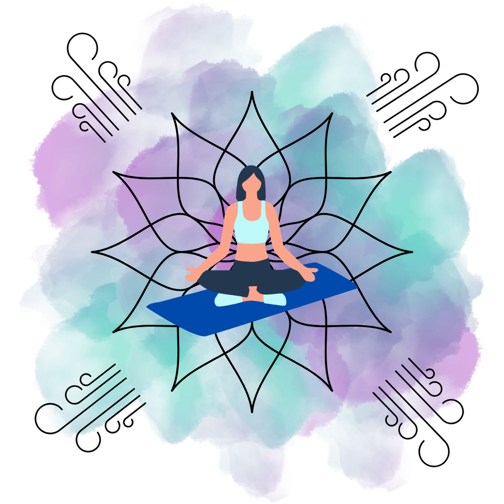 5 Somatic Practices to Deepen Psychedelic Integration Woman meditating on a yoga mat with a lotus mandala and watercolor background, symbolizing somatic therapy, mindfulness, and psychedelic integration.